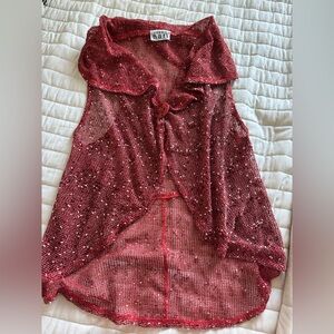 Red Sheer Sleeveless Top